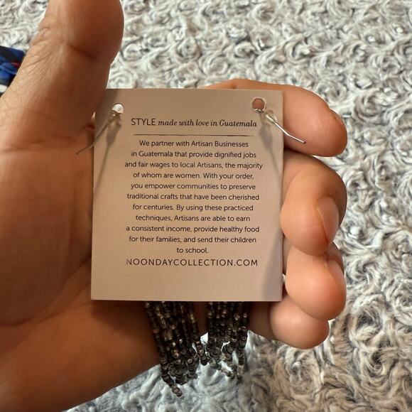 lNoonday Collection Irregular Geometric Cutout Earrings Thailand Brown Gold - Picture 4 of 5